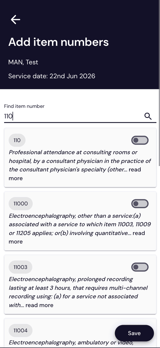 Add item numbers search results