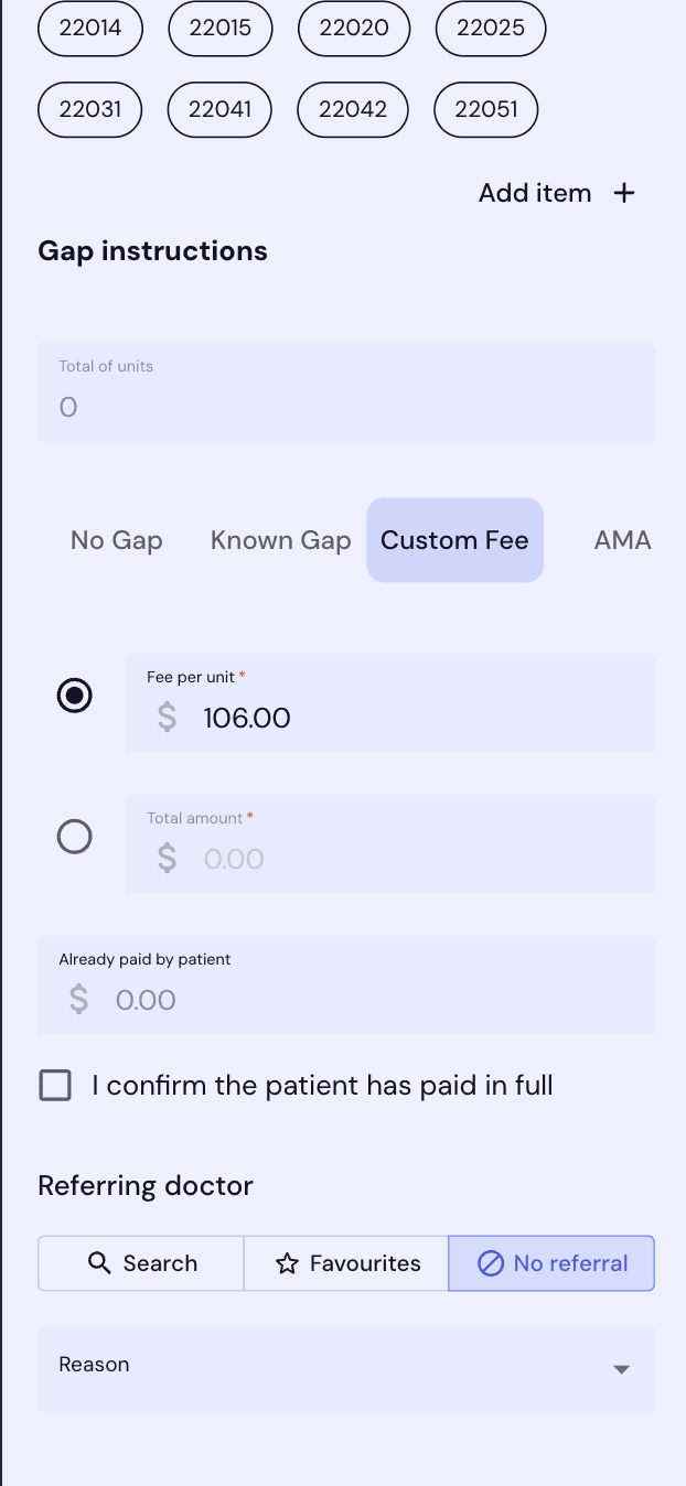 Gap instructions - Custom Fee
