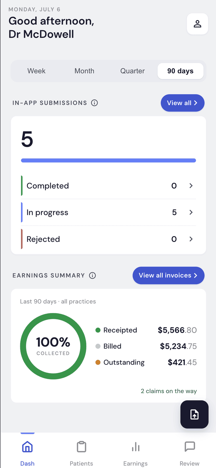 SmartSubmit dashboard